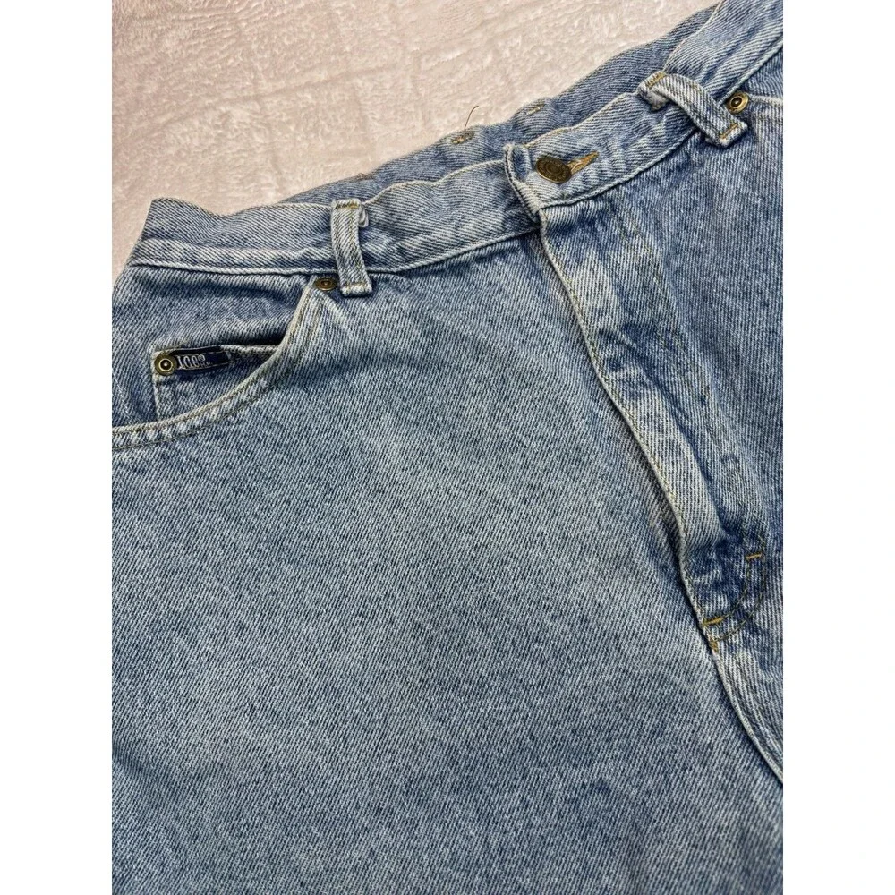 Vintage LEE Shorts 14 High Waist Light Wash Jean Denim Mom Made In USA 80's